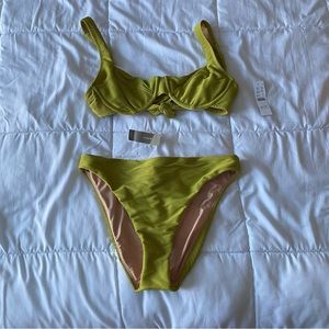 J. Crew Ribbed Salerno Olive Bikini